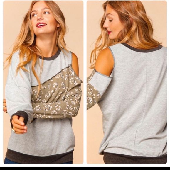 Cold Shoulder Olive Top - Picture 5 of 6